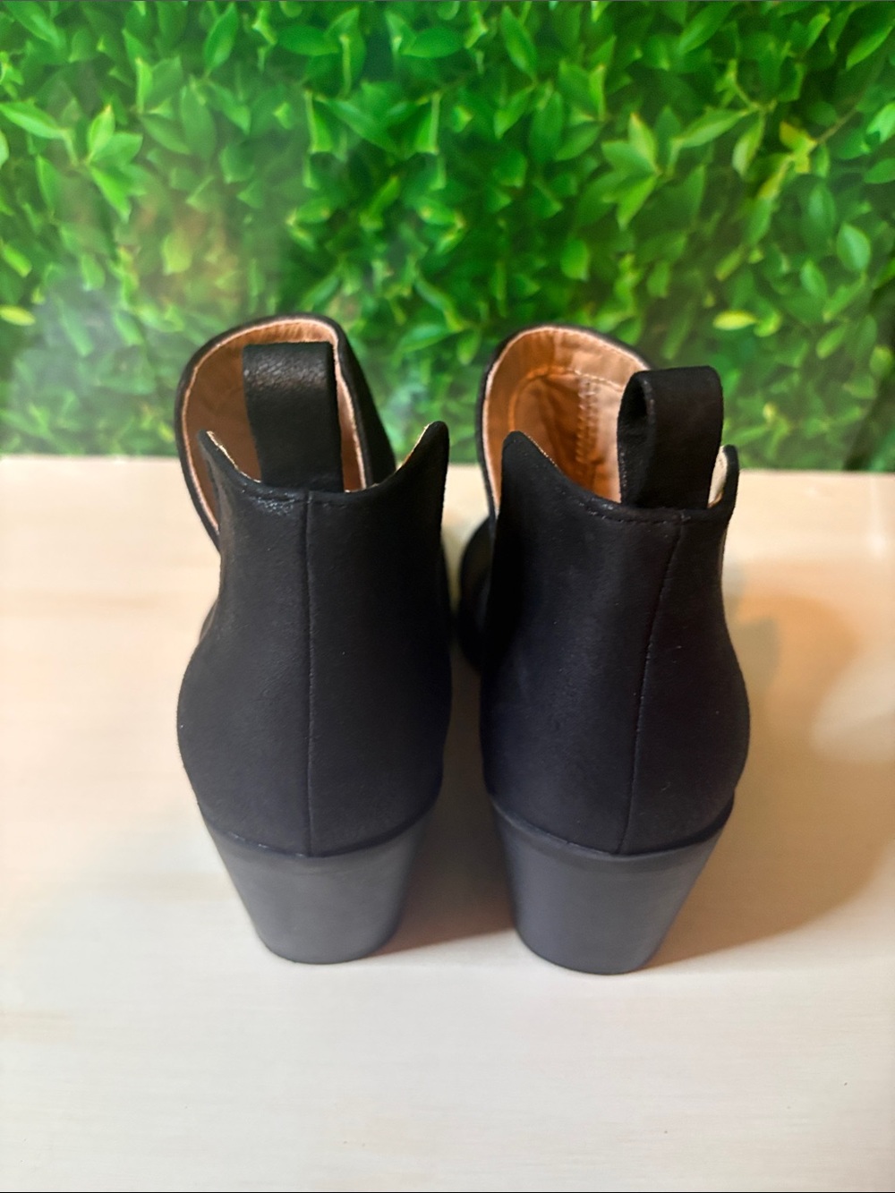 Journee Collection Black Pointed Slip-On Ankle Booties - Picture 3 of 5